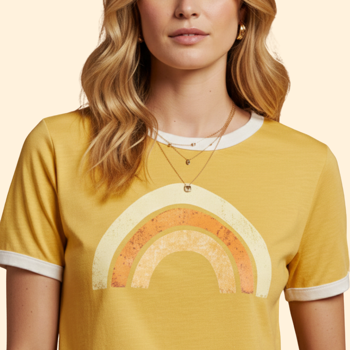 Women's Graphic T-Shirt with Rainbow Print