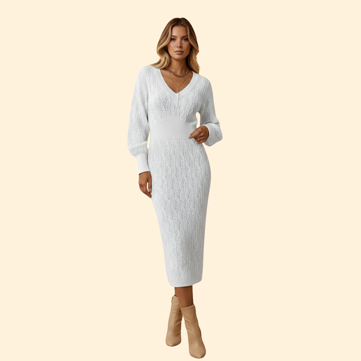 Women’s Knit Dress with V-neck