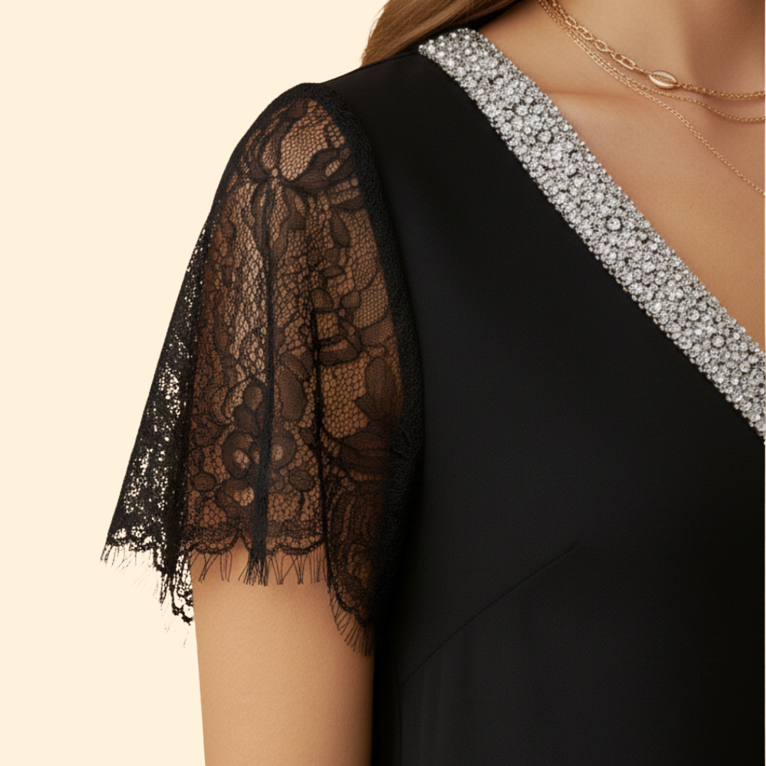 Women's Lace Sequin Short Sleeve Dress