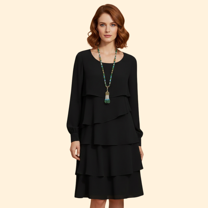 Women's Layered Dress with Long Sleeves