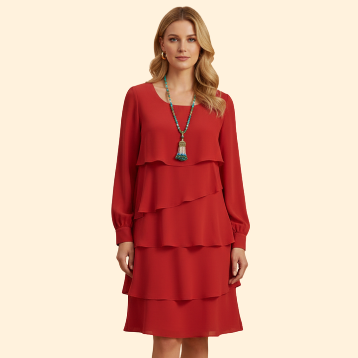 Women's Layered Dress with Long Sleeves