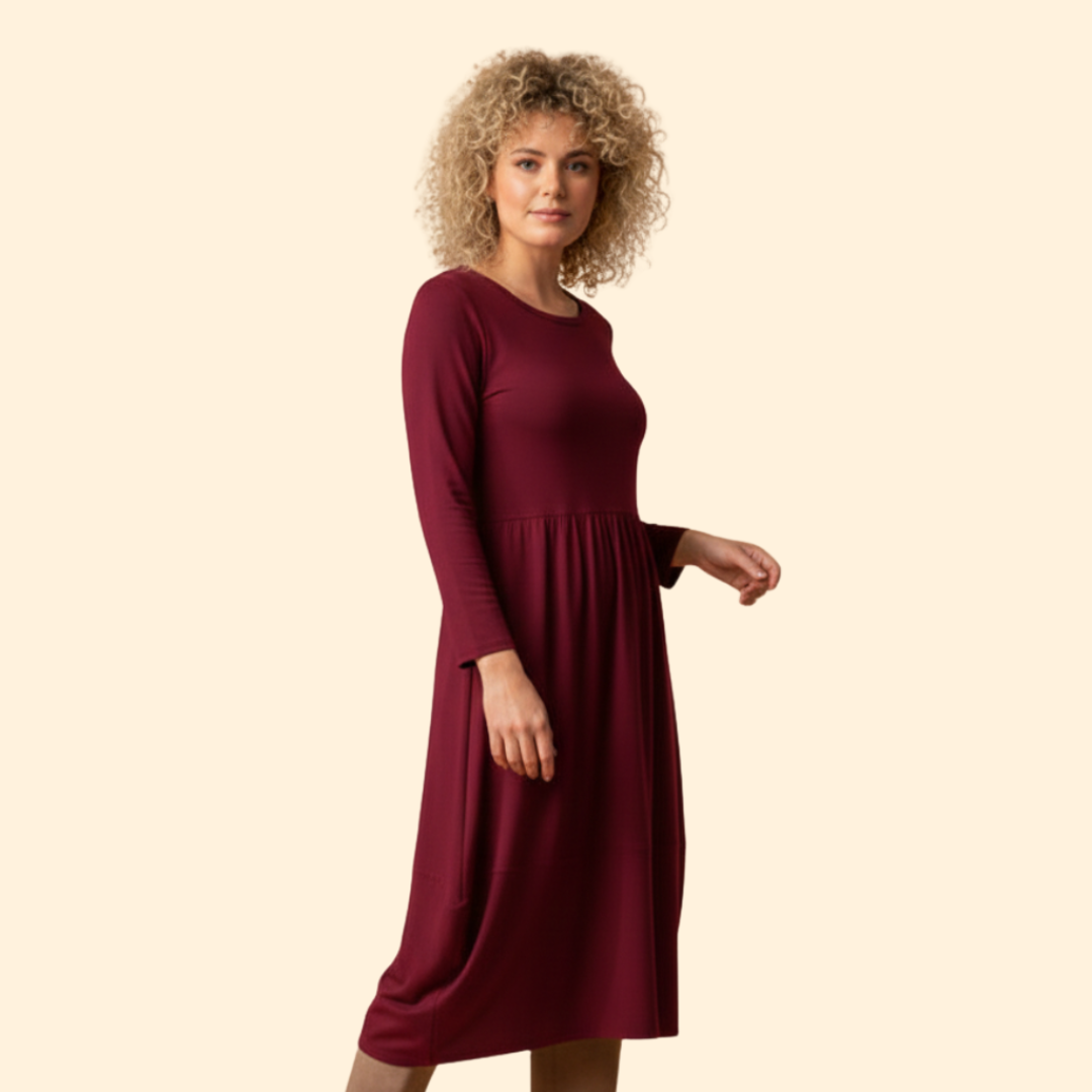 Women’s Long Sleeve Solid Color Dress