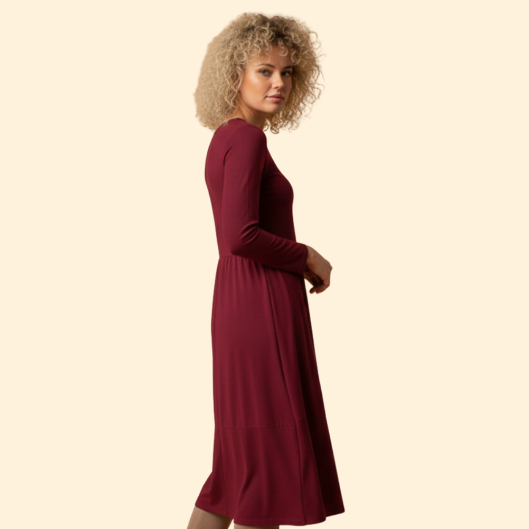 Women’s Long Sleeve Solid Color Dress
