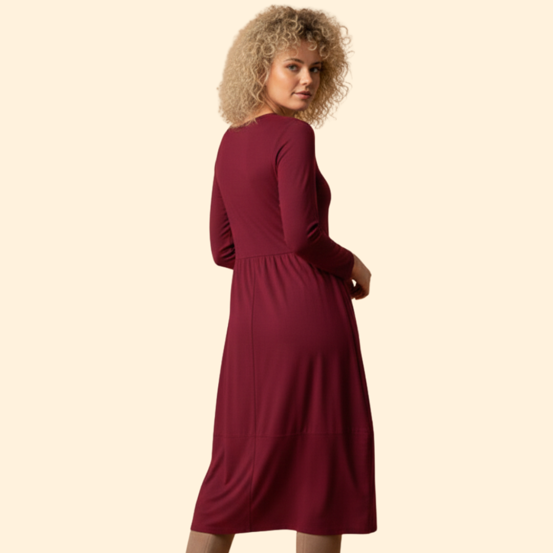 Women’s Long Sleeve Solid Color Dress