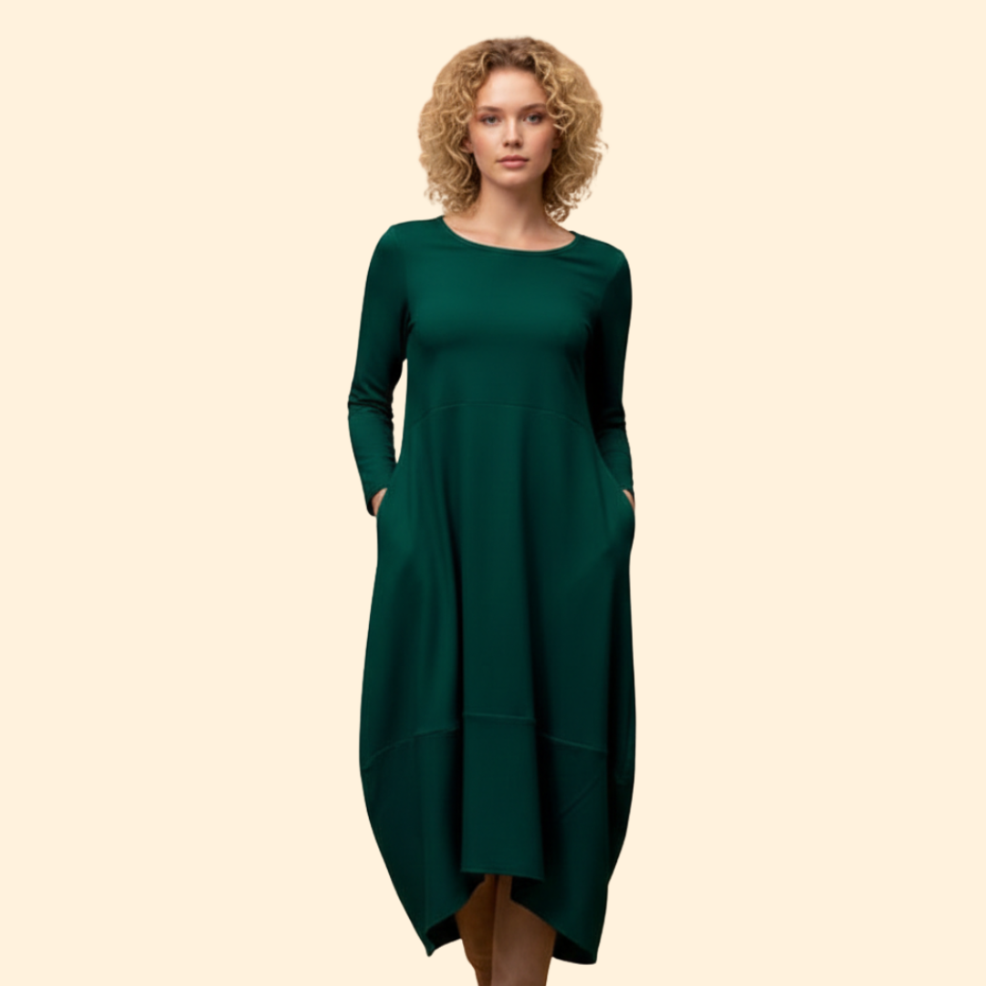 Women’s Long Sleeve Solid Color Dress