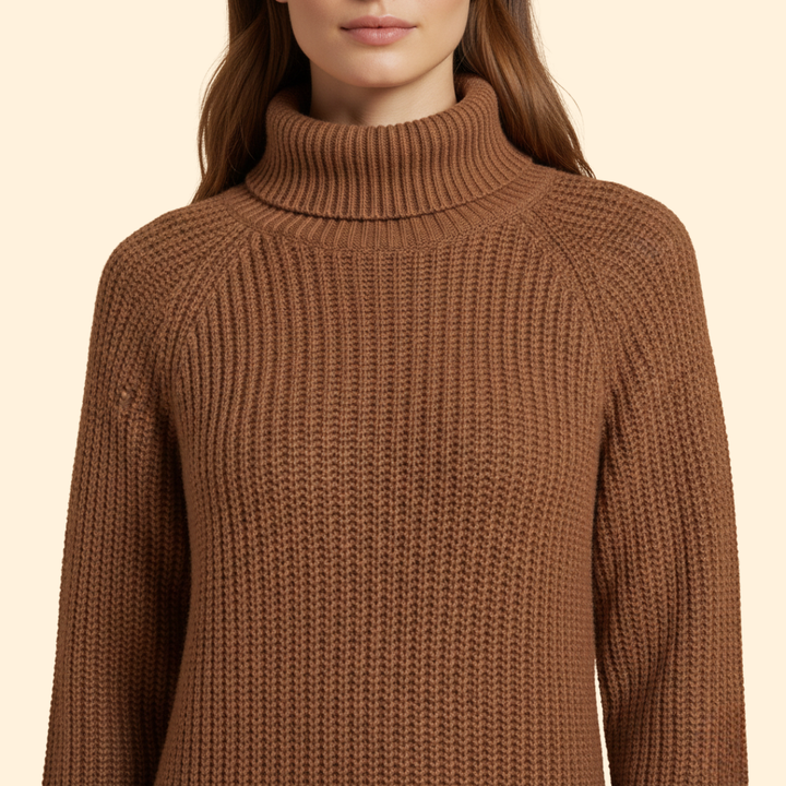 Women's Long Sweater Dress with High Collar