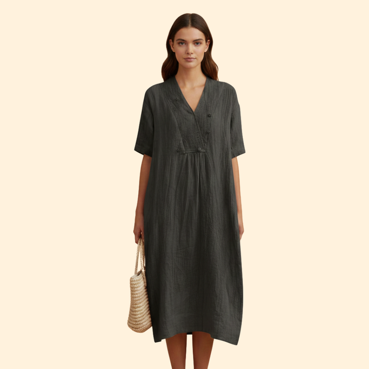 Women's Loose Fit Dress with V-neck
