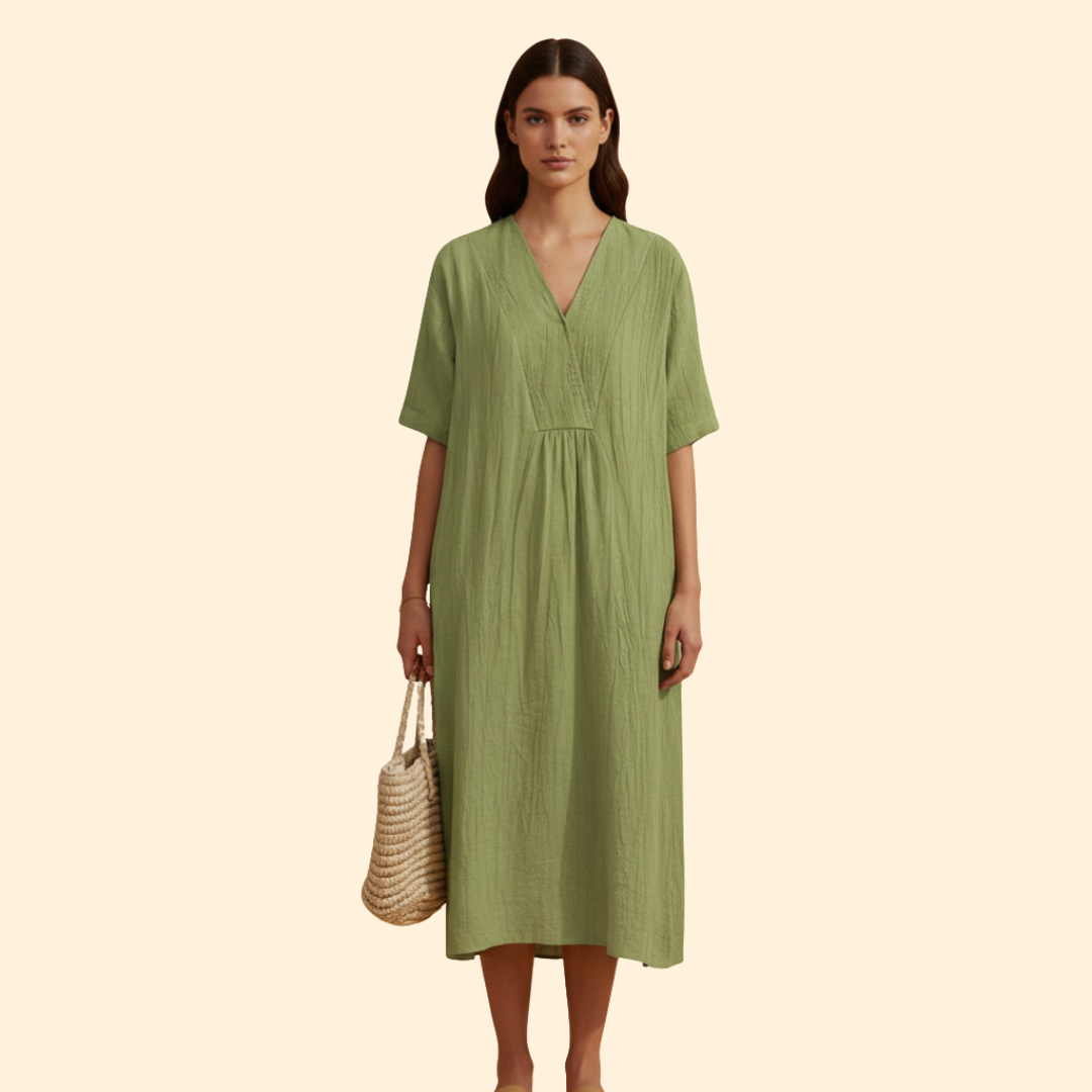 Women's Loose Fit Dress with V-neck