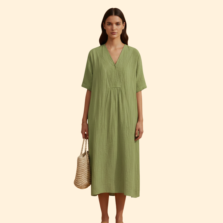 Women's Loose Fit Dress with V-neck