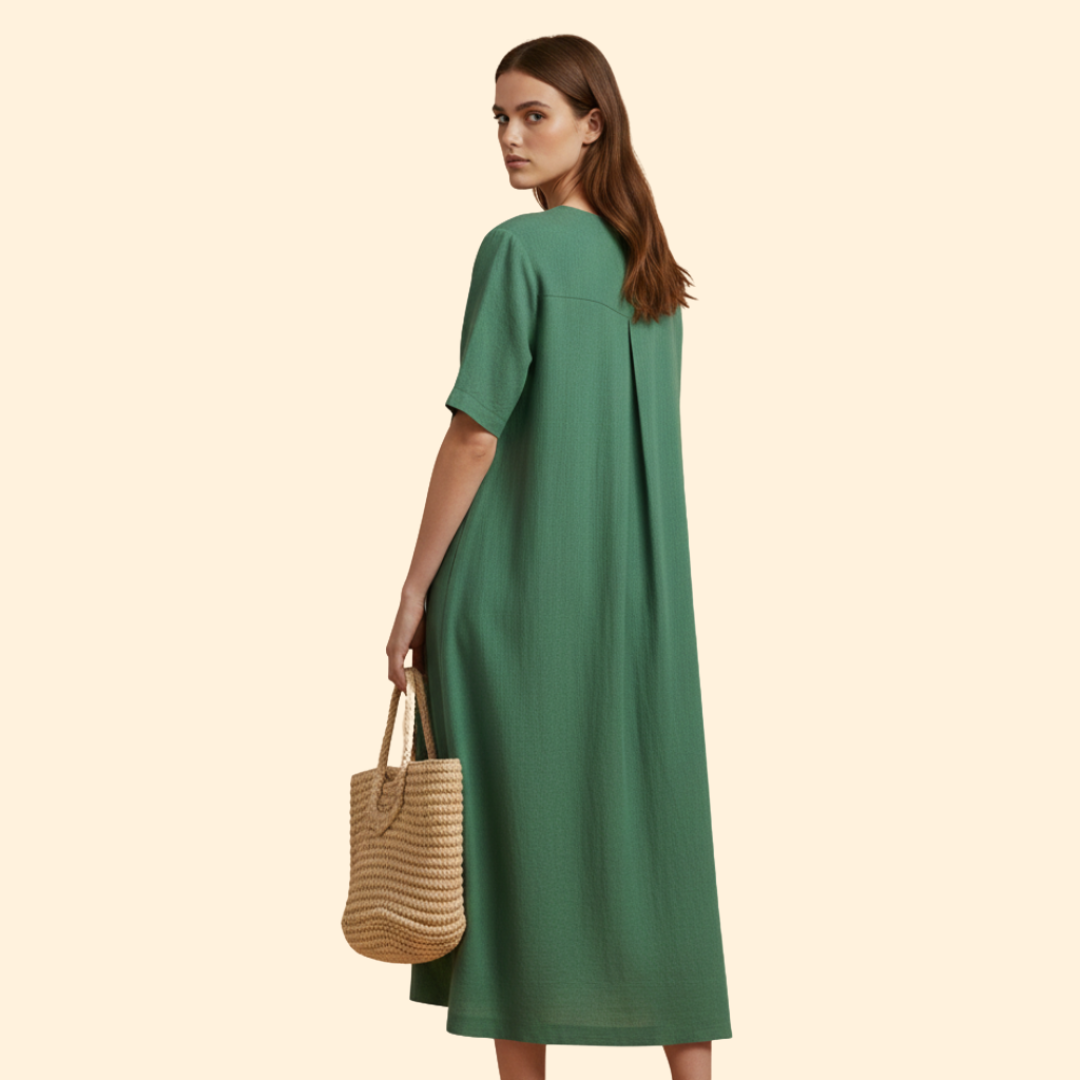 Women's Loose Fit Dress with V-neck