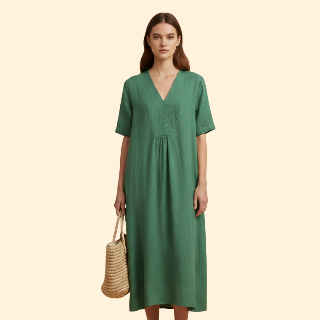 Women's Loose Fit Dress with V-neck