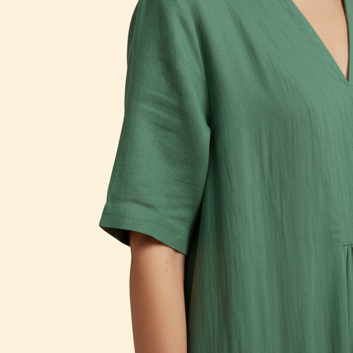 Women's Loose Fit Dress with V-neck