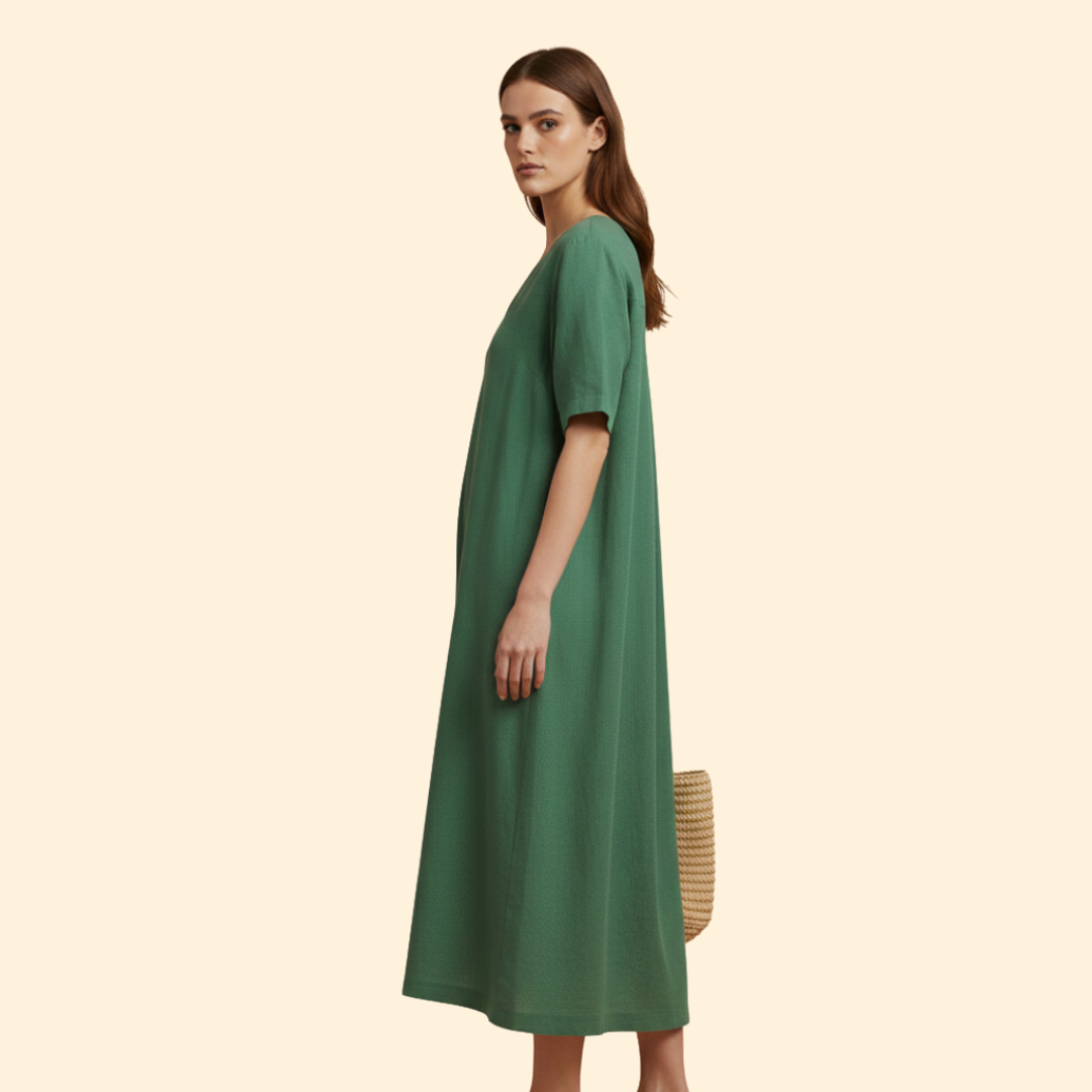 Women's Loose Fit Dress with V-neck
