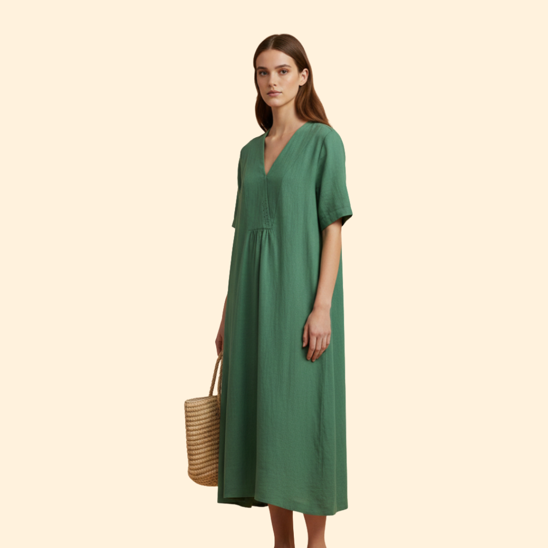 Women's Loose Fit Dress with V-neck