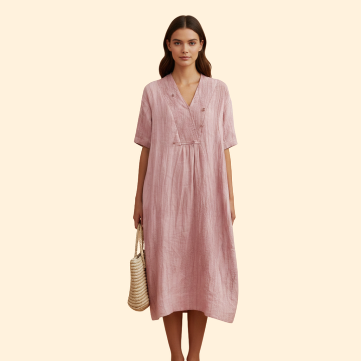 Women's Loose Fit Dress with V-neck