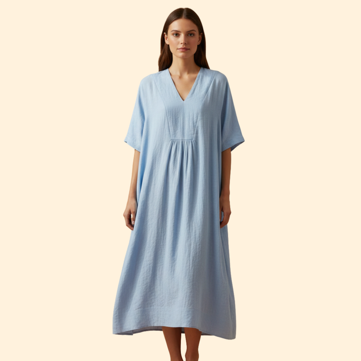 Women's Loose Fit Dress with V-neck