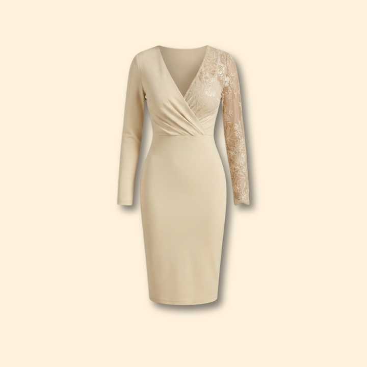 Women's Midi Dress with Lace Sleeves