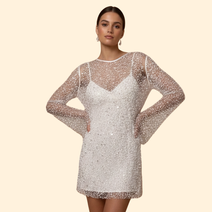 Women's Pearl Mesh Two-Piece Sling Dress