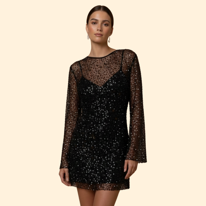 Women's Pearl Mesh Two-Piece Sling Dress