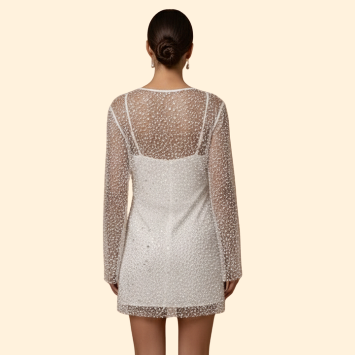 Women's Pearl Mesh Two-Piece Sling Dress
