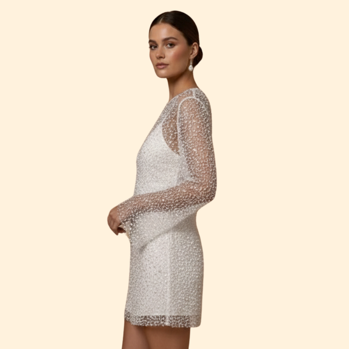 Women's Pearl Mesh Two-Piece Sling Dress