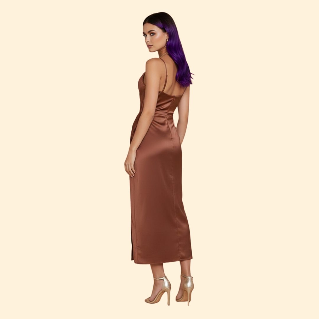 Women's Satin Dress with Narrow Straps