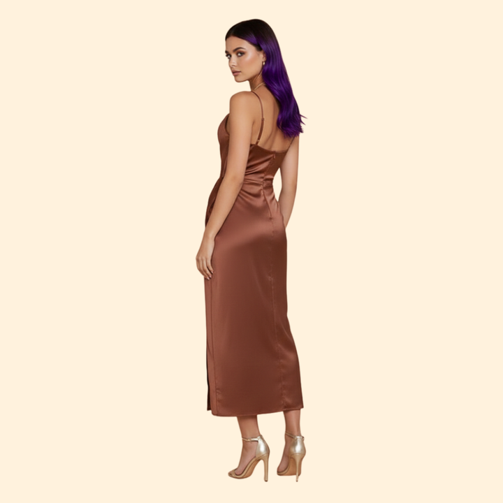 Women's Satin Dress with Narrow Straps