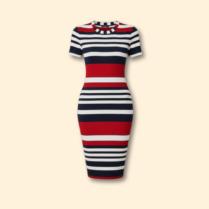 Women's Short Sleeve Striped Dress