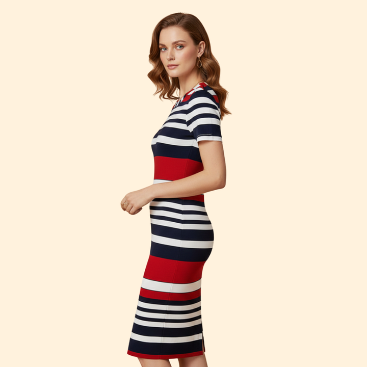 Women's Short Sleeve Striped Dress