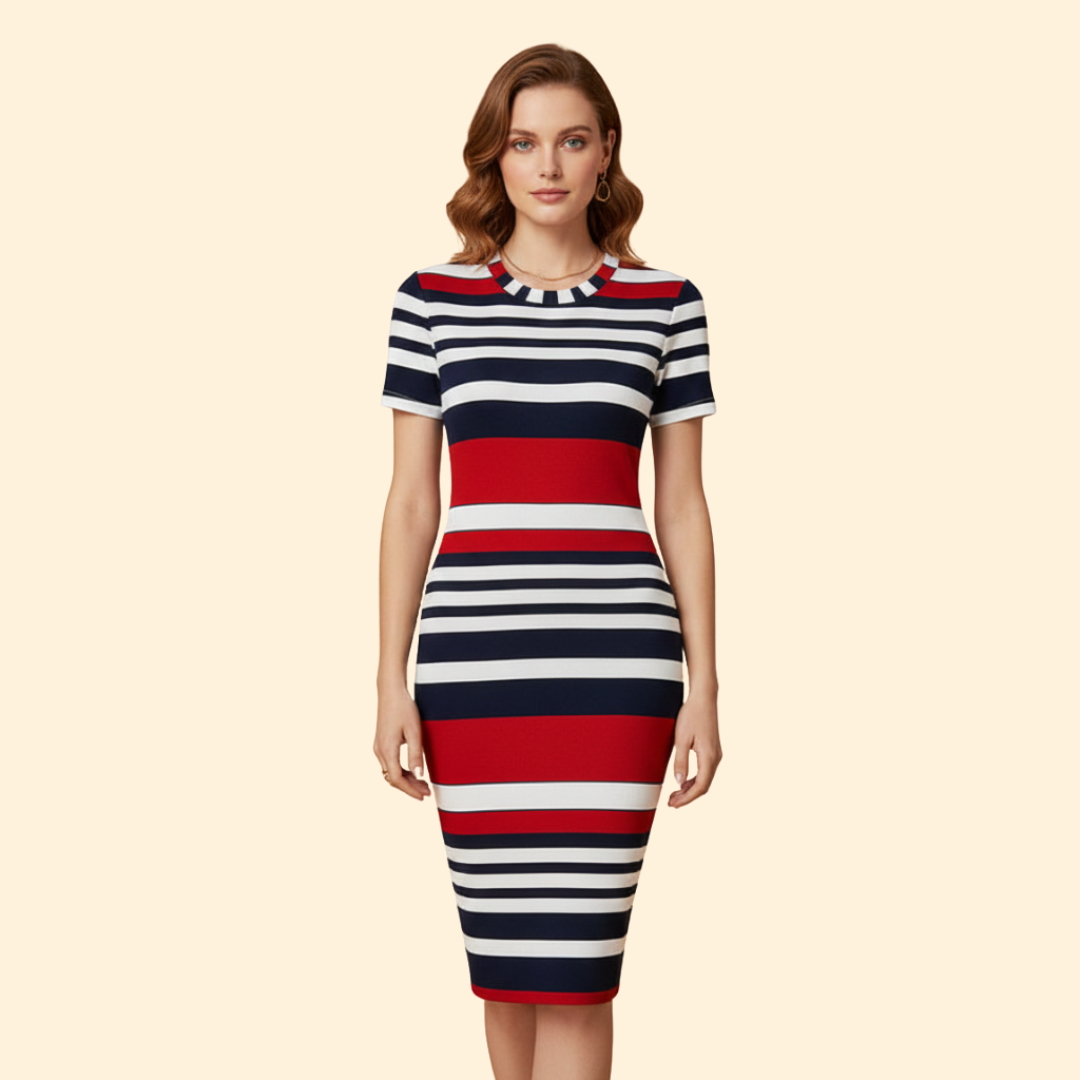 Women's Short Sleeve Striped Dress