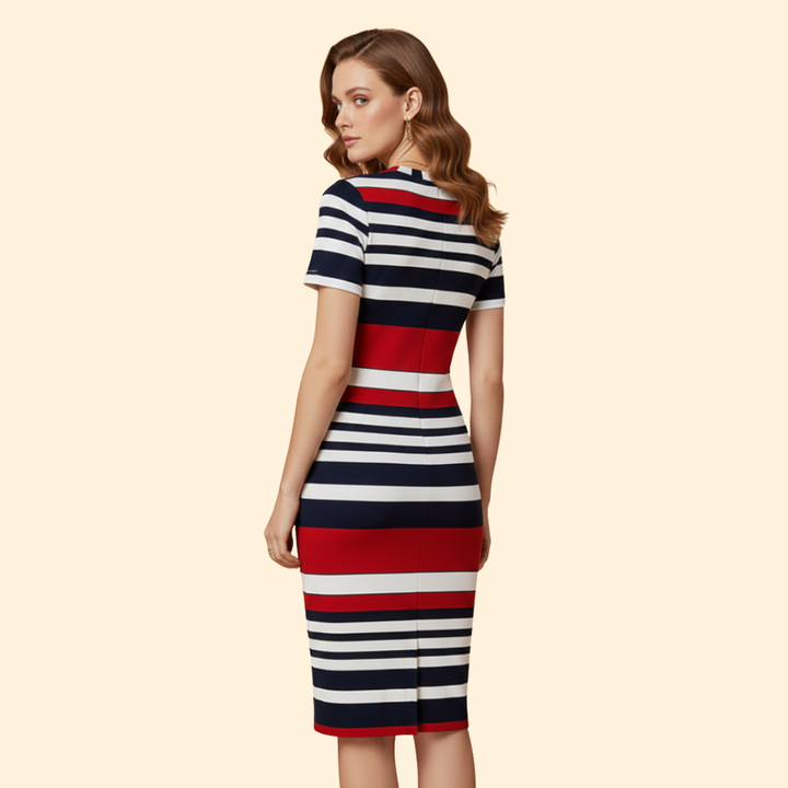 Women's Short Sleeve Striped Dress