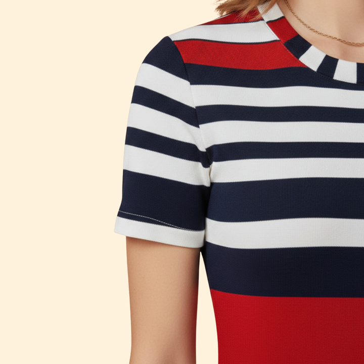 Women's Short Sleeve Striped Dress