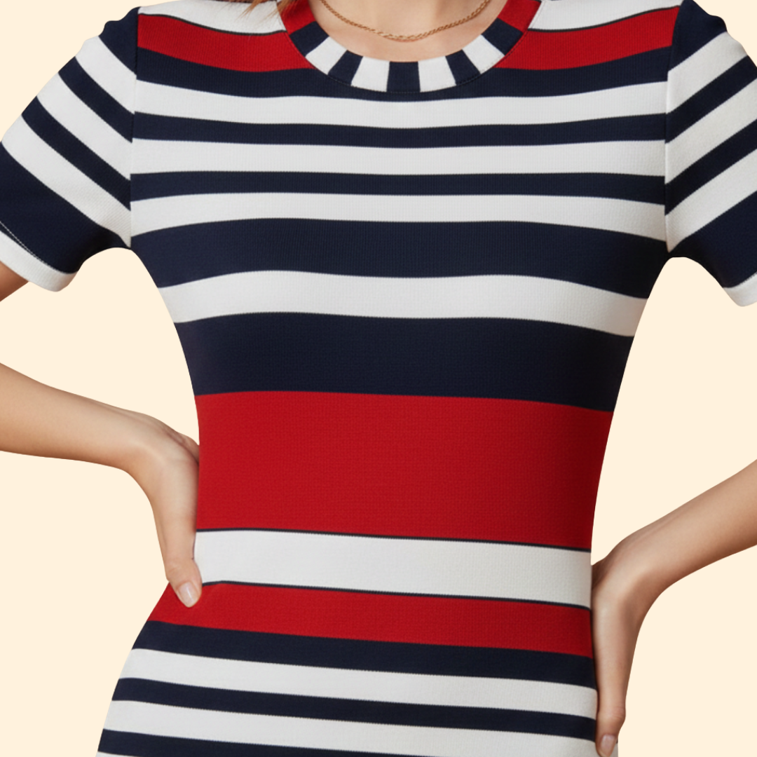 Women's Short Sleeve Striped Dress