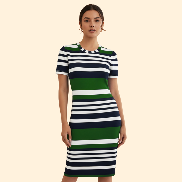 Women's Short Sleeve Striped Dress
