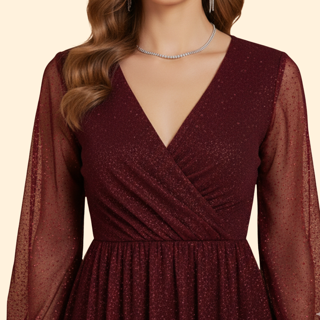 Women's Solid Color Maxi Dress with V-Neck