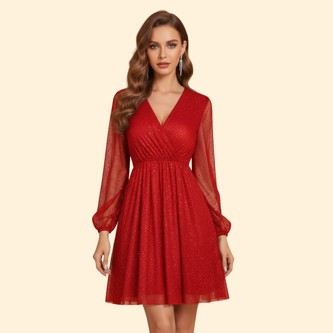 Women's Solid Color Maxi Dress with V-Neck