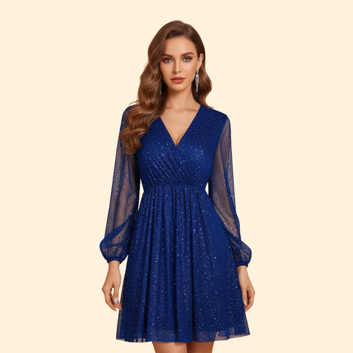 Women's Solid Color Maxi Dress with V-Neck