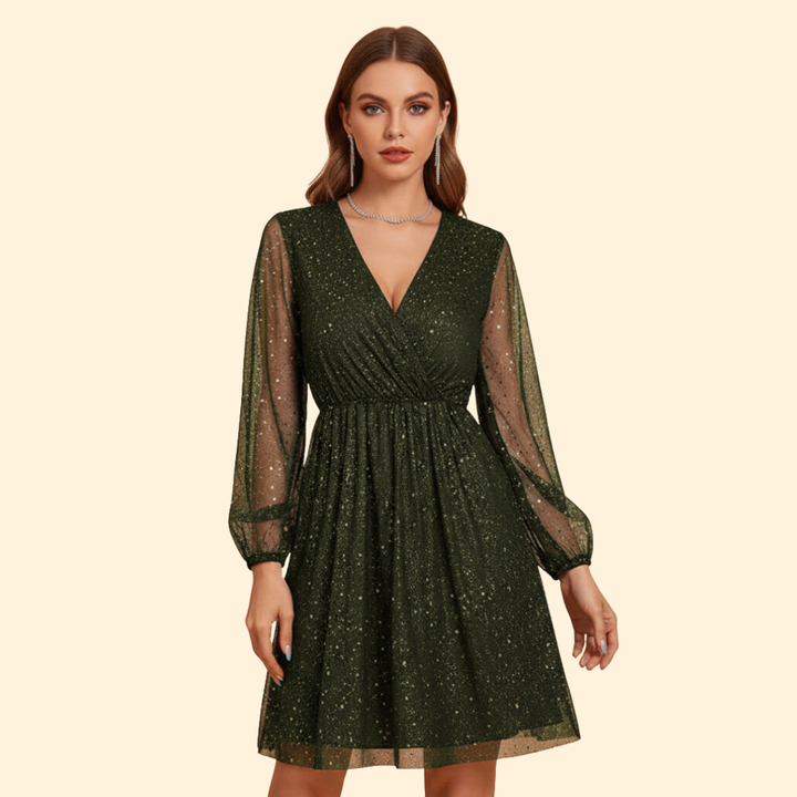 Women's Solid Color Maxi Dress with V-Neck