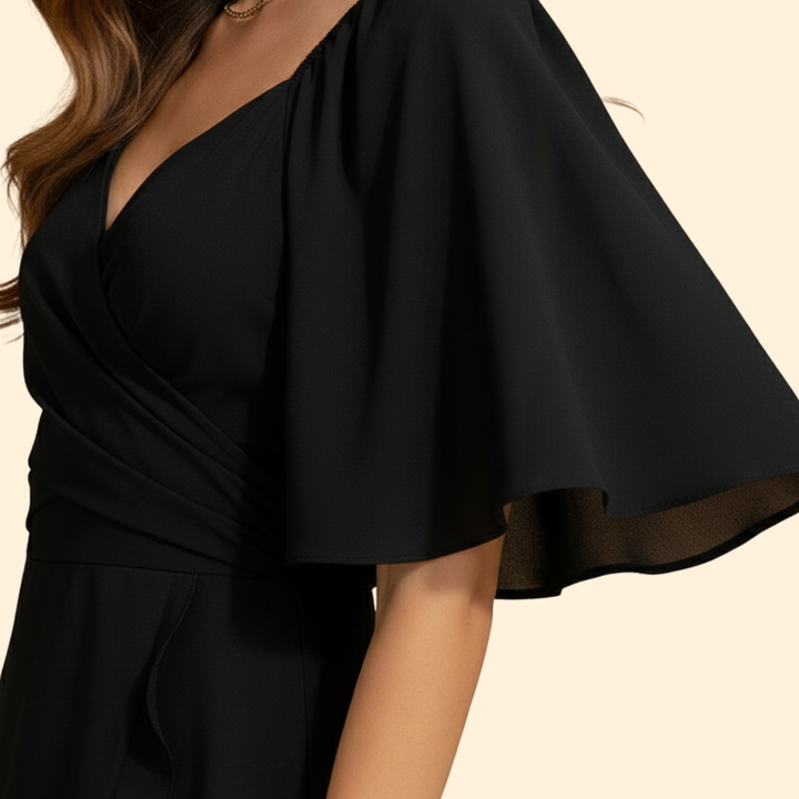 Women's Solid Color V-Neck Dress
