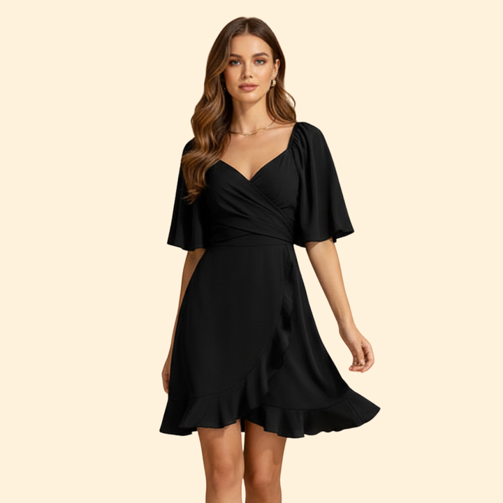 Women's Solid Color V-Neck Dress