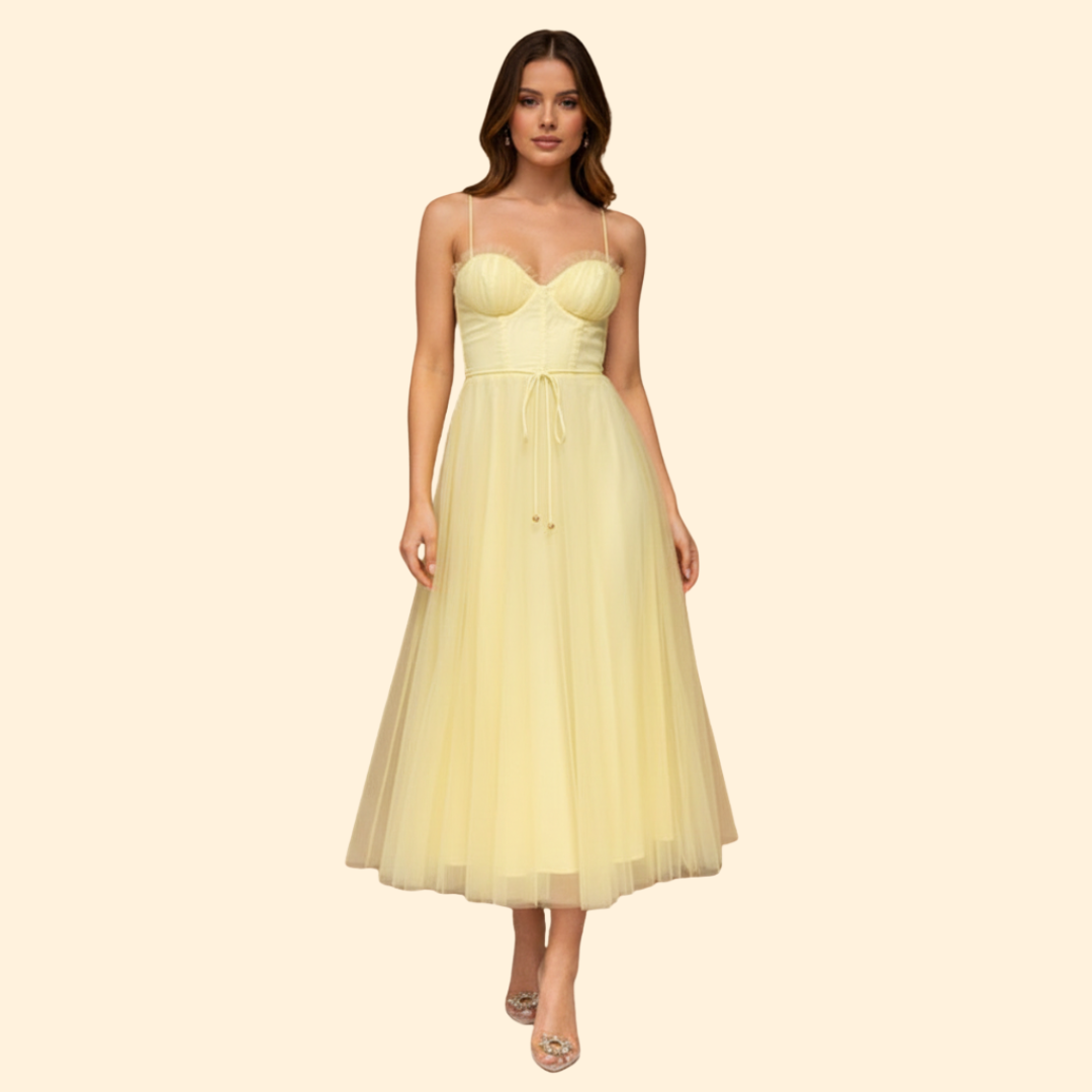 Women's Strapless Chiffon Dress with Tie Detail
