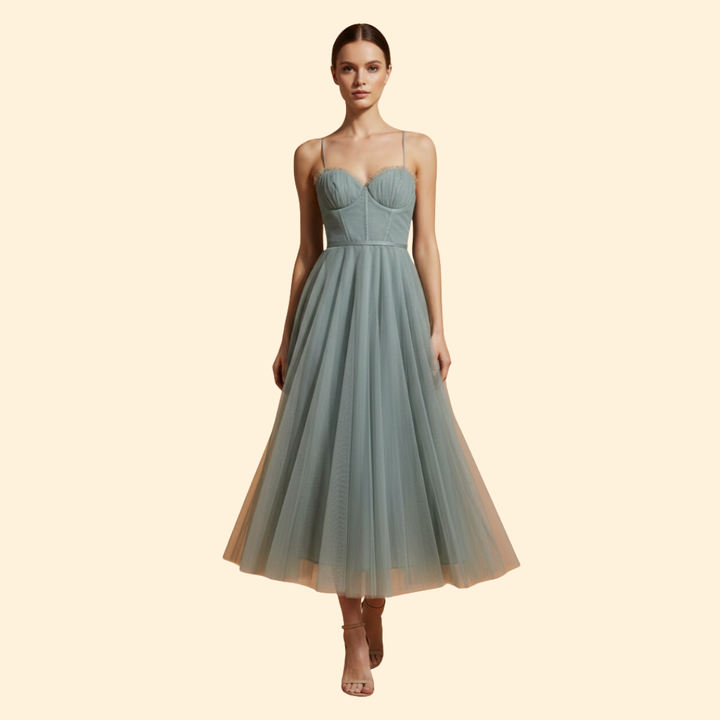Women's Strapless Chiffon Dress with Tie Detail