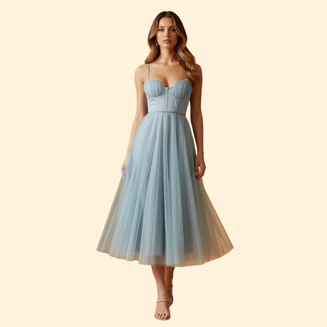 Women's Strapless Chiffon Dress with Tie Detail