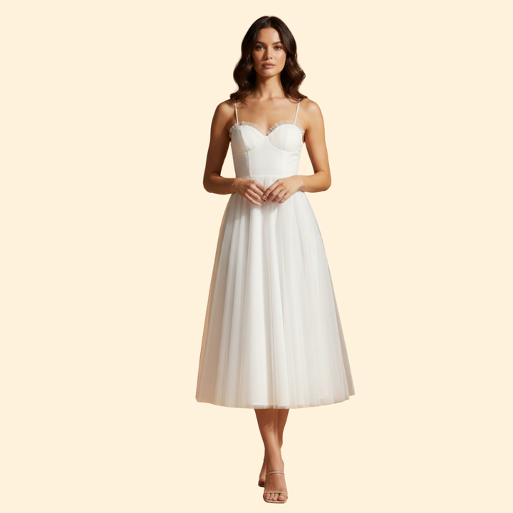 Women's Strapless Chiffon Dress with Tie Detail