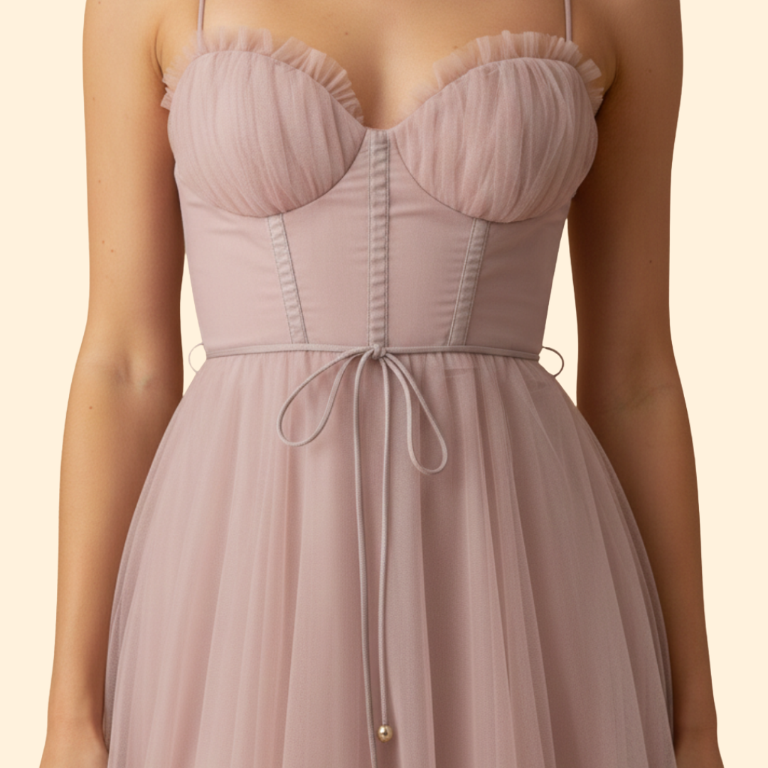 Women's Strapless Chiffon Dress with Tie Detail