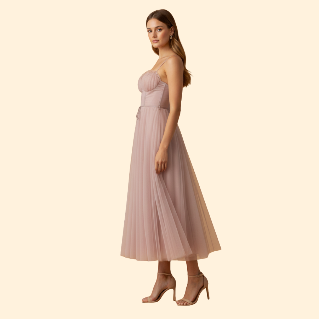 Women's Strapless Chiffon Dress with Tie Detail