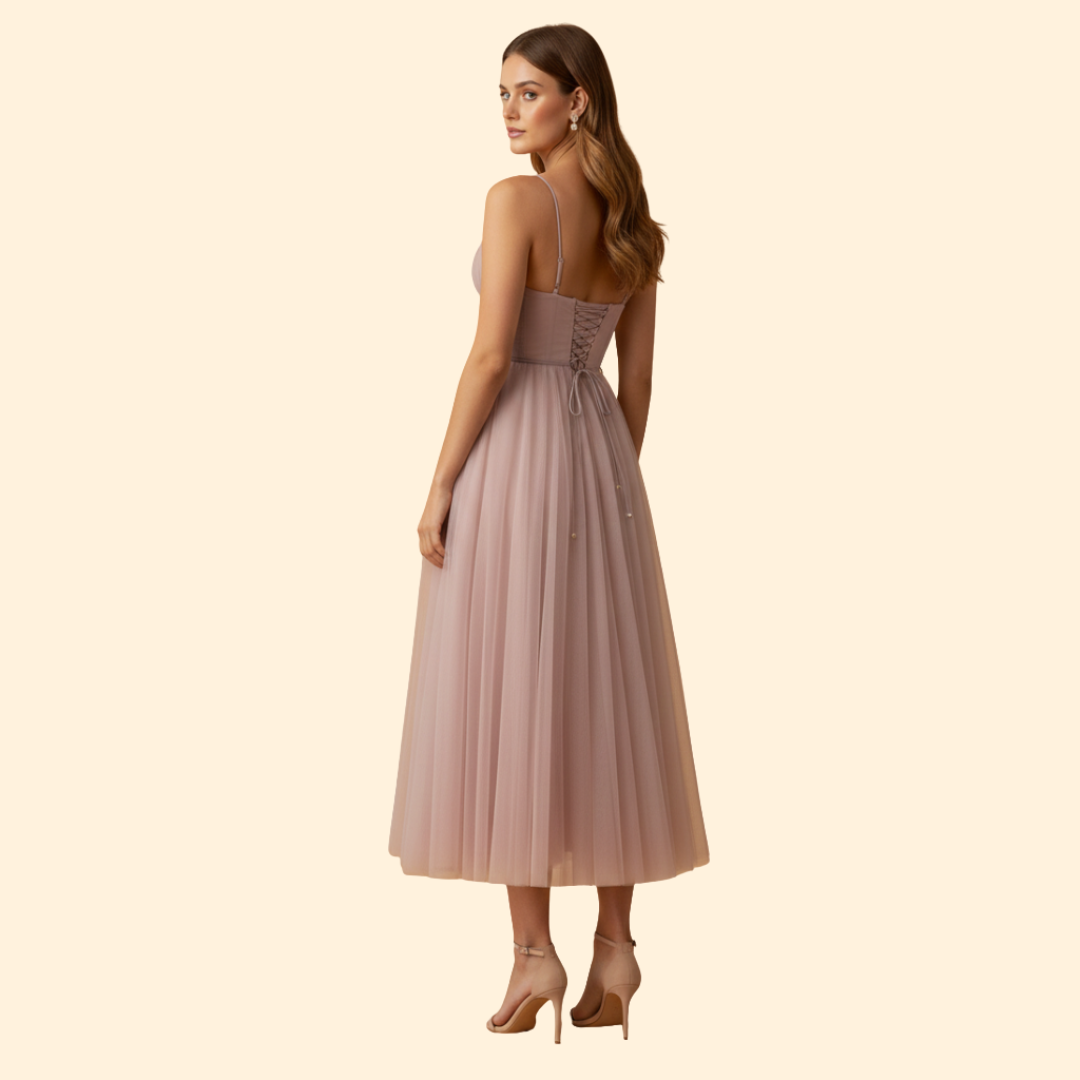 Women's Strapless Chiffon Dress with Tie Detail