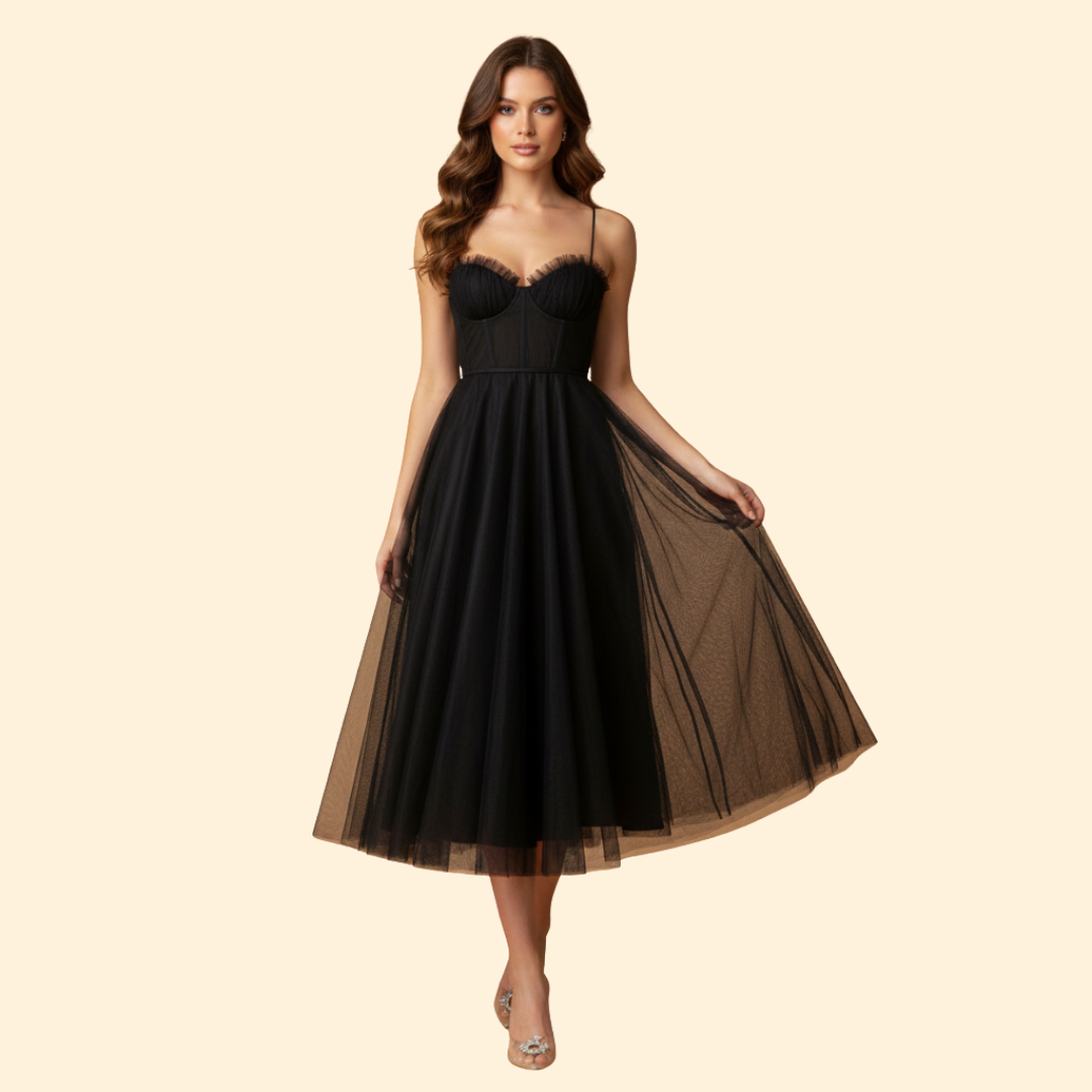 Women's Strapless Chiffon Dress with Tie Detail
