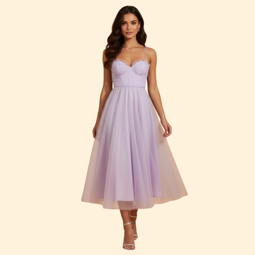 Women's Strapless Chiffon Dress with Tie Detail