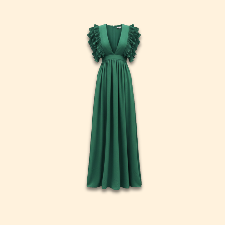 Women's V-Neck Dress with Ruffled Details